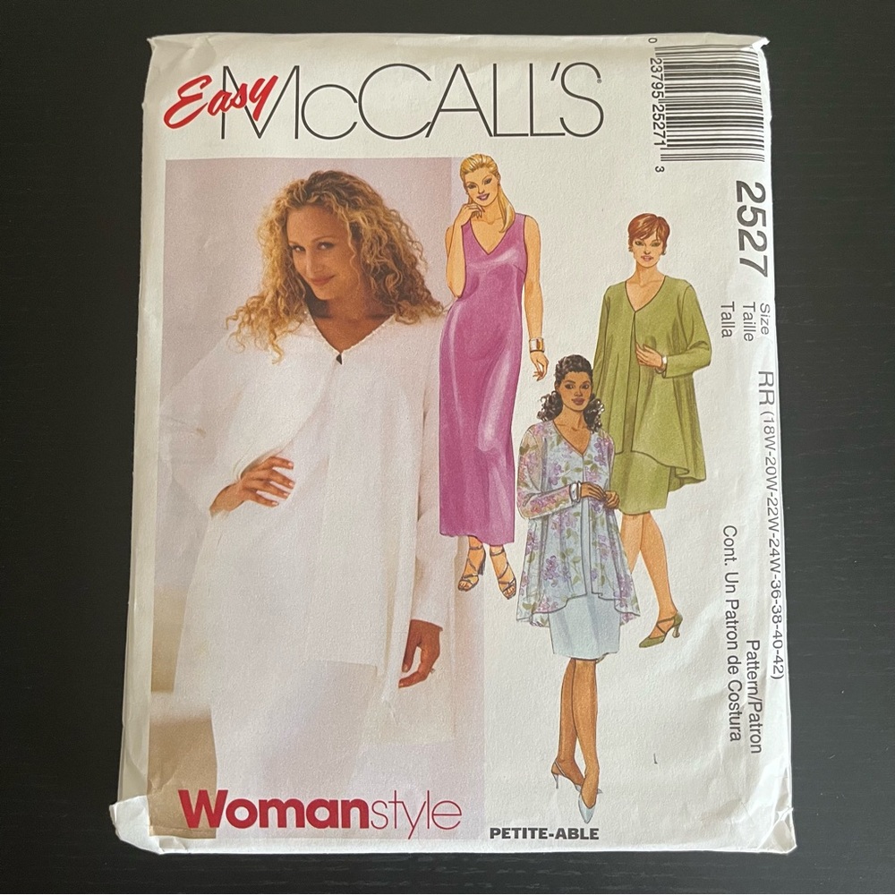 Easy McCalls Sewing Pattern 2527 Size 18-24 Jacket Dress 1999